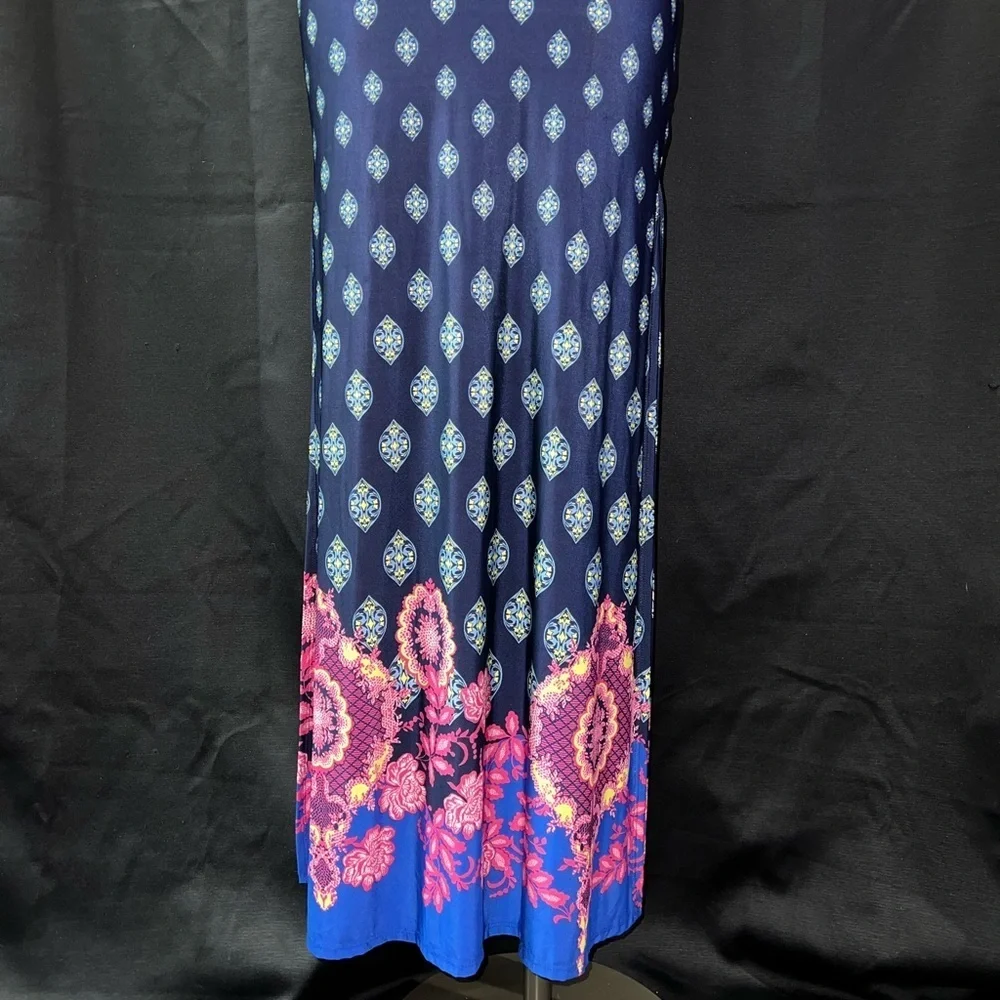NWOT Shop WTD Cutout Maxi Dress Boho Floral Blue - Picture 2 of 5
